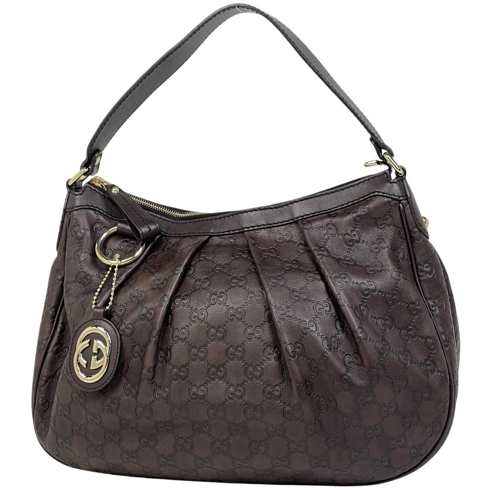 Gucci Guccissima Sukey Shoulder Bag Guccissima Leather Dark Brown